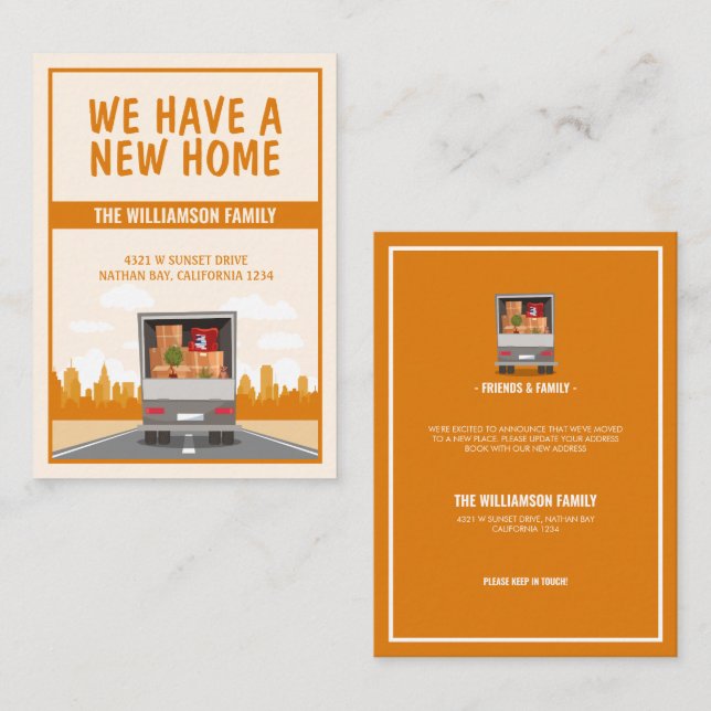 Tarjeta Pequeña Nuevo Camión Doméstico y Naranja Traslado de Presu (Anverso / Reverso)