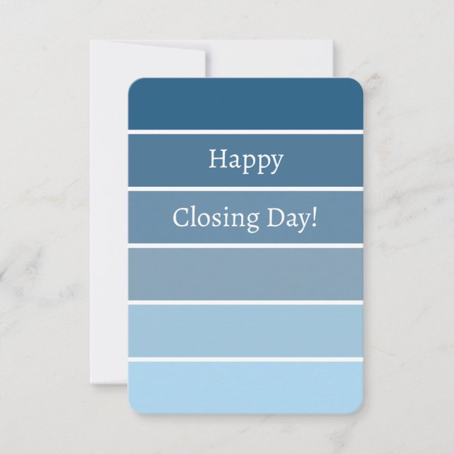 Tarjeta Pequeña Nuevo hogar cerrando felicitaciones Blue Paint Chi (Anverso)