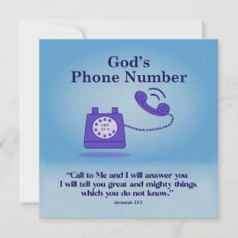 Tarjeta Pequeña Número de teléfono de Dios Jeremiah 33:3