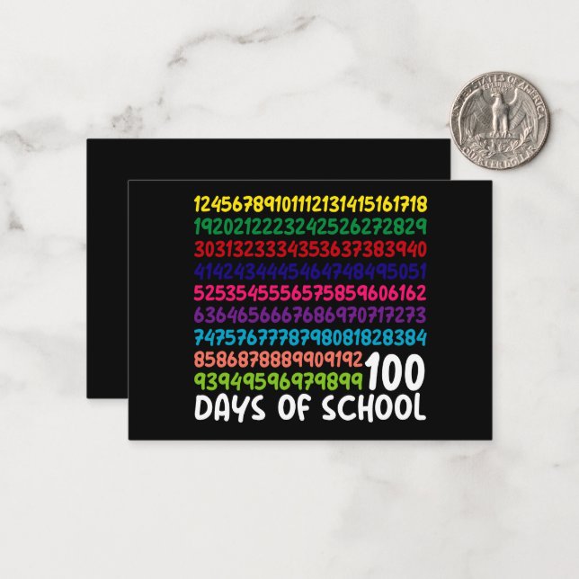 Tarjeta Pequeña Números matemáticos 100 días de escolares (Anverso/Reverso In Situ)