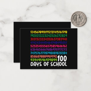 Tarjeta Pequeña Números matemáticos 100 días de escolares