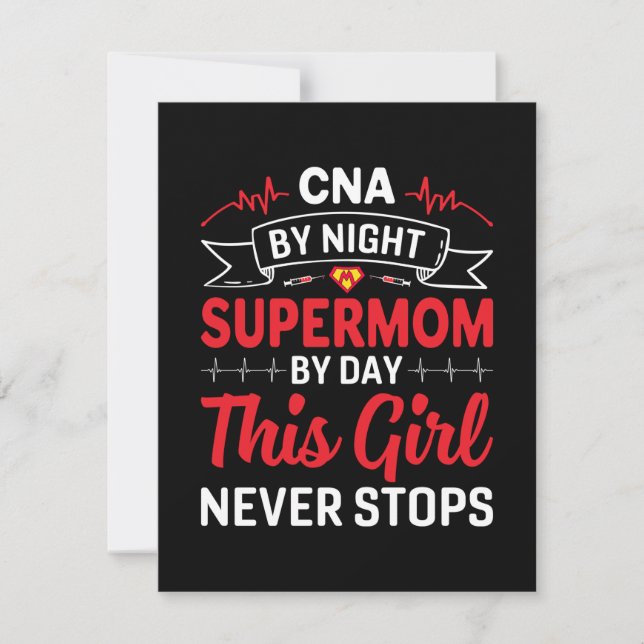 Tarjeta Pequeña Nurs Gift CNA De Noche Supermom (Anverso)