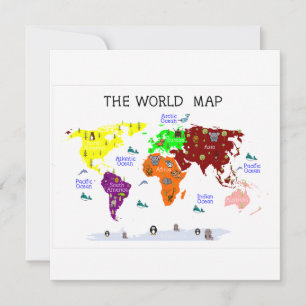 Tarjeta Pequeña Nursery Wall Art, World Map Print, Chart