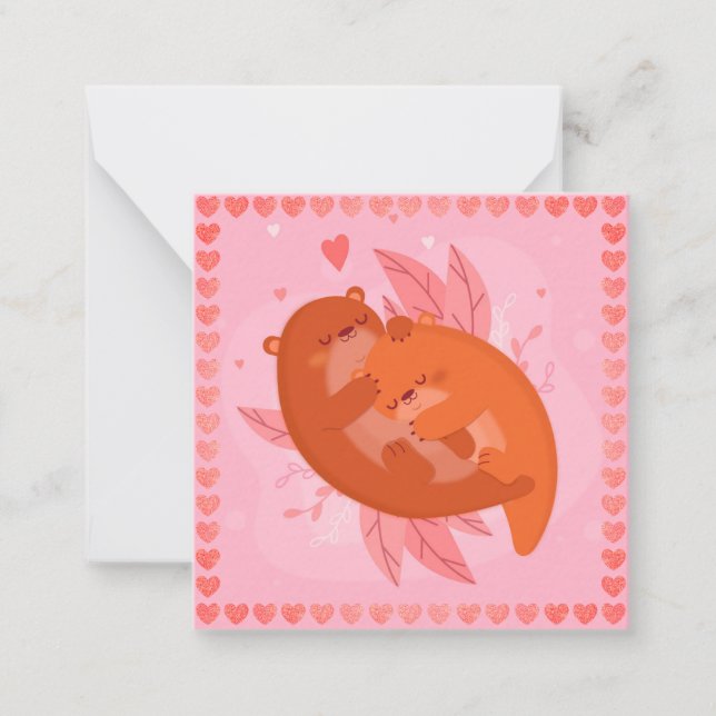 Tarjeta Pequeña Nutrias Adorables (Anverso)