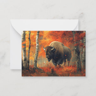 Tarjeta Pequeña Obra artística de Bison in the Autumn Woods