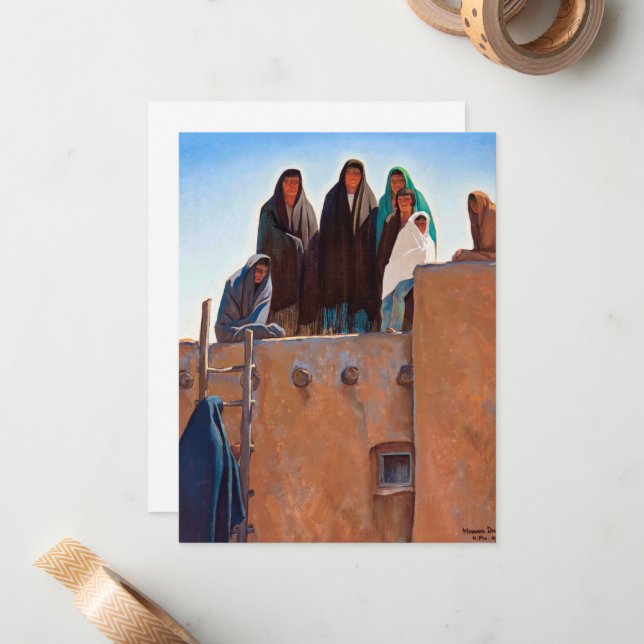 Tarjeta Pequeña Observadores desde el hogar por Maynard Dixon (Anverso/Reverso In Situ)