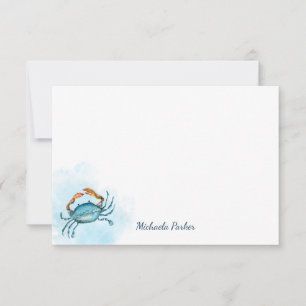 Tarjeta Pequeña Océano acuático de cangrejo azul personalizado
