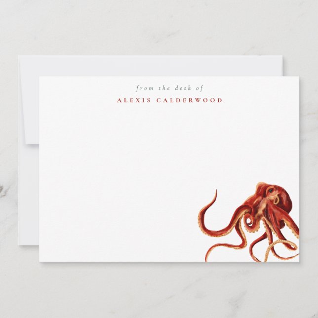 Tarjeta Pequeña Octopus acuarela moderna personalizado (Anverso)