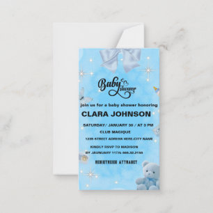 Tarjeta Pequeña Oh Baby Moderno Simple Dusty Blue Boy Baby Shower 