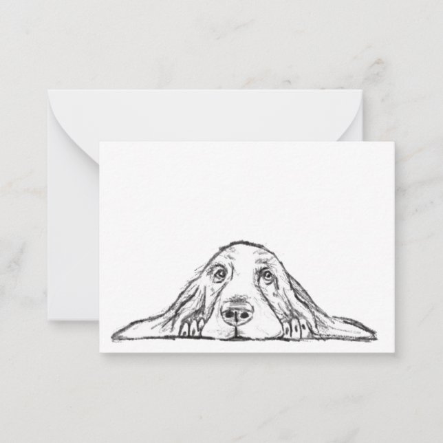 Tarjeta Pequeña ojos de perrito simple blanco negro (Anverso)