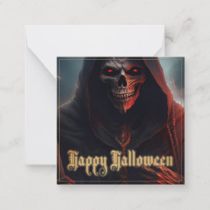 Tarjeta Pequeña Ojos rojos brillantes Segador Arte de Halloween