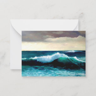 Tarjeta Pequeña Ola de aplastamiento, pintura de la capa marina, o