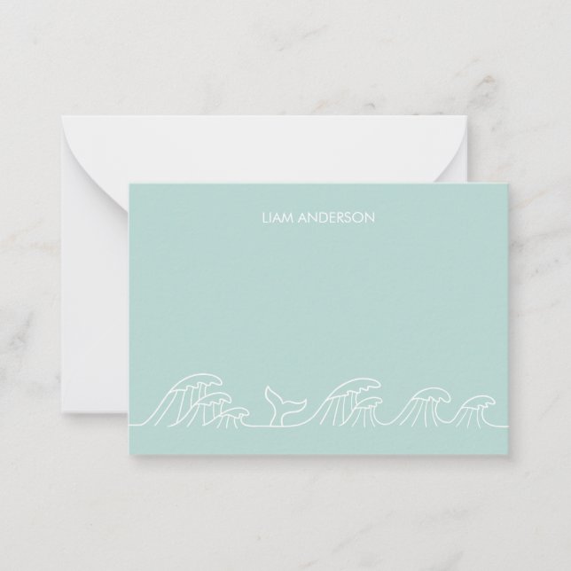 Tarjeta Pequeña Olas del océano niños costeros personalizados (Anverso)