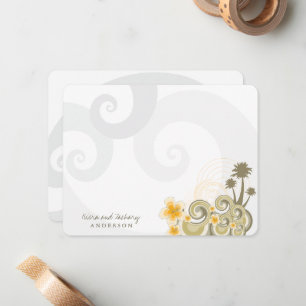 Tarjeta Pequeña Olas Tropicales Amarillo Hibiscus Boda de destino