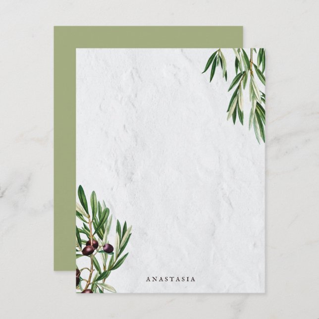 Tarjeta Pequeña Olive sale de la isla mediterránea griega (Anverso / Reverso)