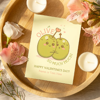 Tarjeta Pequeña “Olive You So Much” Cute Pun Valentine’s Day Card 