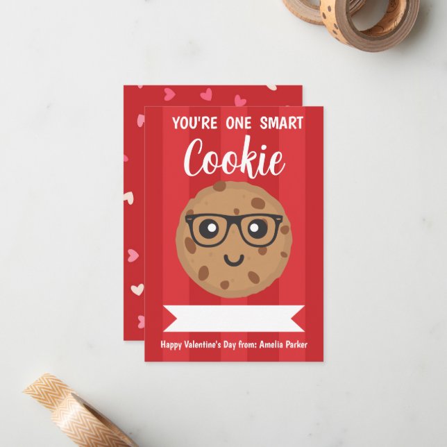 Tarjeta Pequeña One Smart Cookie - Kids Classroom Valentine's Day (Anverso/Reverso In Situ)