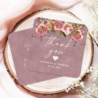 Tarjeta Pequeña Ophelia Cottagecore Dusty Pink Floral Gracias