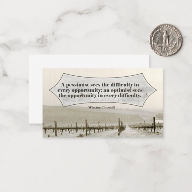 Tarjeta Pequeña Oportunidad de cita Inspiradora de Winston Churchi (Anverso/Reverso In Situ)