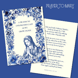 Tarjeta Pequeña Oración Católica Bendición María Floral Vintage Az