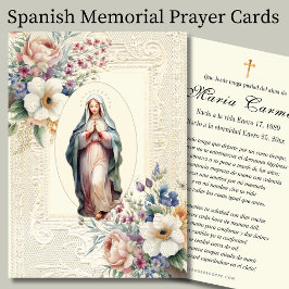 Tarjeta Pequeña Oración conmemorativa de la Virgen María Española