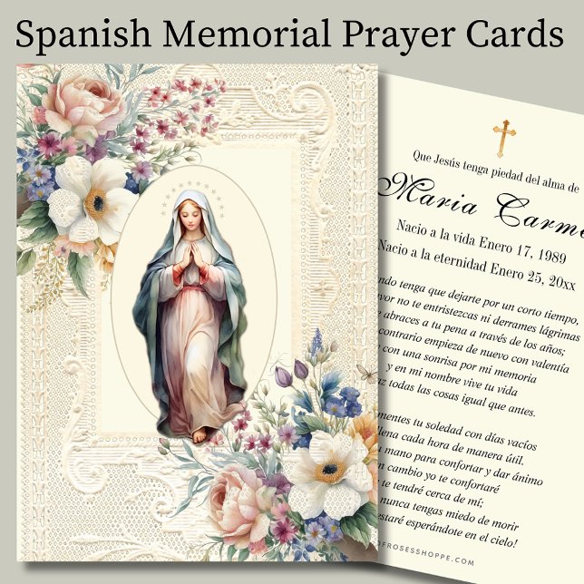 Tarjeta Pequeña Oración conmemorativa de la Virgen María Española (Subido por el creador)