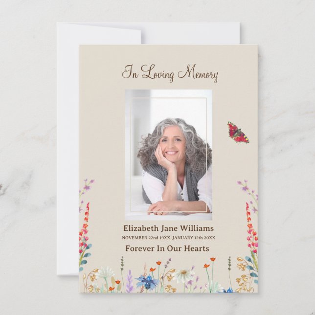 Tarjeta Pequeña Oración conmemorativa del funeral de Flor salvaje  (Anverso)
