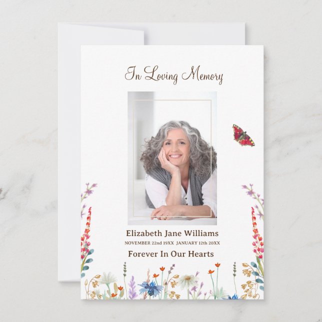 Tarjeta Pequeña Oración conmemorativa del funeral de Flor salvaje  (Anverso)