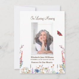 Tarjeta Pequeña Oración conmemorativa fúnebre de flor silvestre y