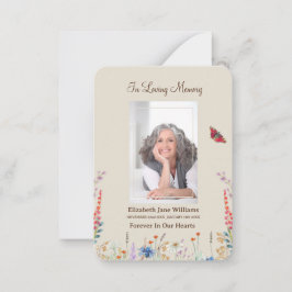 Tarjeta Pequeña Oración conmemorativa fúnebre de flor silvestre y