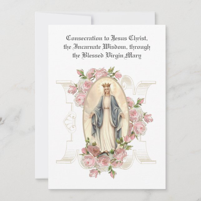 Tarjeta Pequeña Oración de consagración católica Jesús Virgen Marí (Anverso)