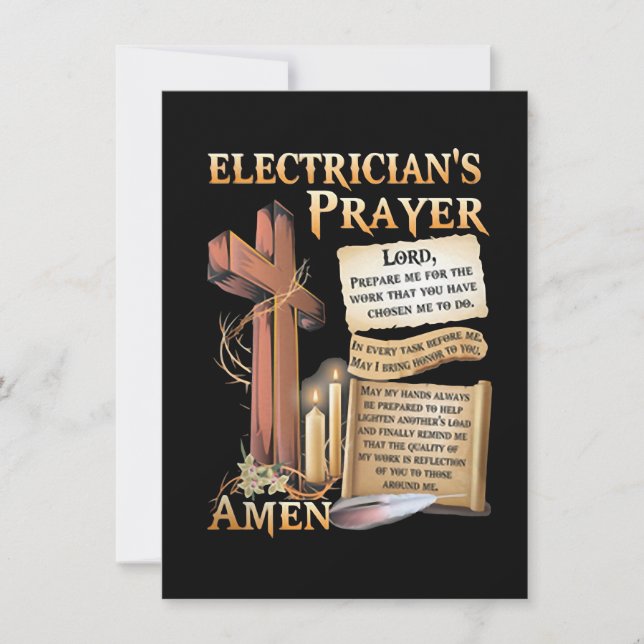 Tarjeta Pequeña Oración del electricista Amen (Anverso)