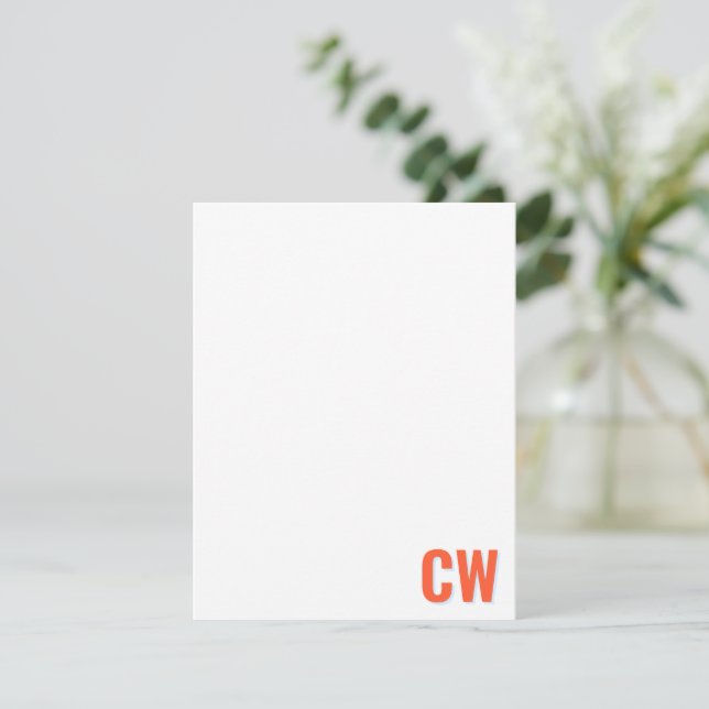 Tarjeta Pequeña Orange Blue Retro Typography Monogram Initial  (Anverso de pie)