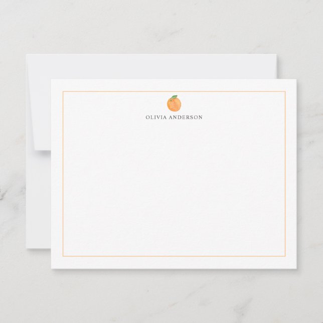 Tarjeta Pequeña Orange Fruit Border Personalized Stationery (Anverso)