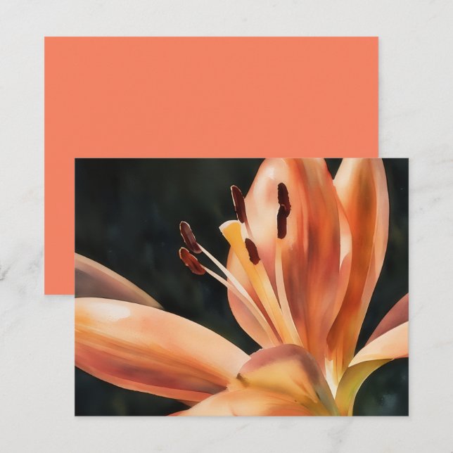 Tarjeta Pequeña Orange Lily Flower Art Note Card Set (Anverso / Reverso)