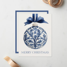 Tarjeta Pequeña Ornamento navideño chino azul y blanco de la Marin