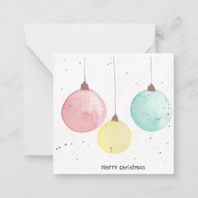 Tarjeta Pequeña Ornamentos navideños de Feliz (Anverso)