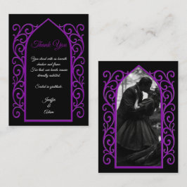 Tarjeta Pequeña Ornate border black and purple Gothic wedding