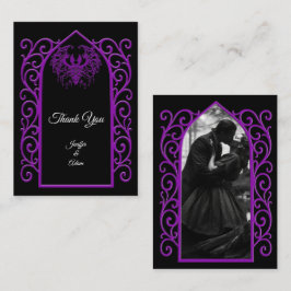 Tarjeta Pequeña Ornate border black and purple Gothic wedding