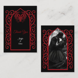 Tarjeta Pequeña Ornate border black and red Gothic wedding