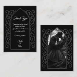Tarjeta Pequeña Ornate border black and white Gothic wedding