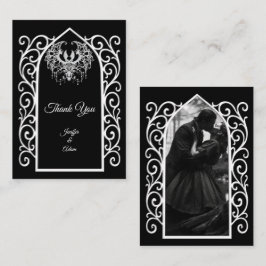 Tarjeta Pequeña Ornate border black and white Gothic wedding