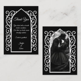 Tarjeta Pequeña Ornate border black and white Gothic wedding