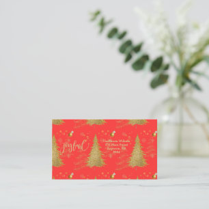 Tarjeta Pequeña Oro ALEGRE en Navidad Rojo