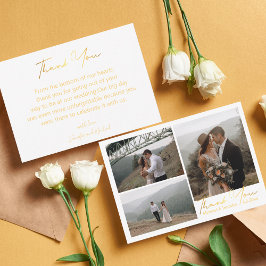 Tarjeta Pequeña oro de lujo gracias 3 moda boda de collage de foto