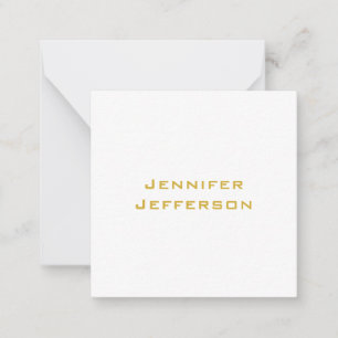 Tarjeta Pequeña Oro Metálico y Blanco Moderno Elegante Profesional