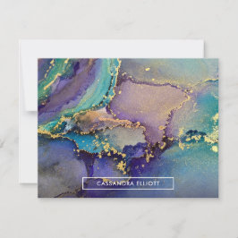 Tarjeta Pequeña Oro multicolor Tinta de alcohol líquido abstracto