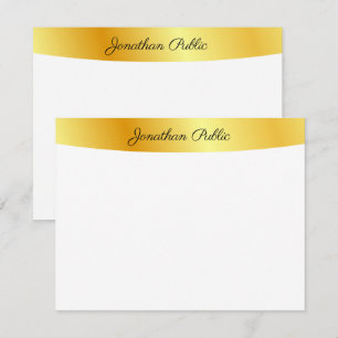 Tarjeta Pequeña Oro Personalizado Y Blanco Elegante Escrito A Mano