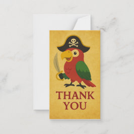 Tarjeta Pequeña Oro Rústico Loro Pirata Náutico Gracias
