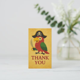 Tarjeta Pequeña Oro Rústico Pirata Náutico Loro Gracias